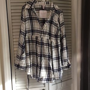 Maternity tie waist flannel